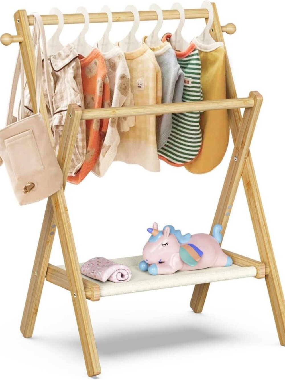 Stylish Baby Clothing Rack with Storage Shelf & Double Rods - Mini Closet for